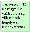 Szövegdoboz: Természet (13 ) megfigyelése:
elektromosság, villámlások,
hógolyó és lavina effektus